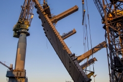 Construction of the USNS Hershel "Woody" Williams, an expeditionary sea base for the U.S. Navy, takes place in General Dynamics NASSCO's San Diego shipyard.