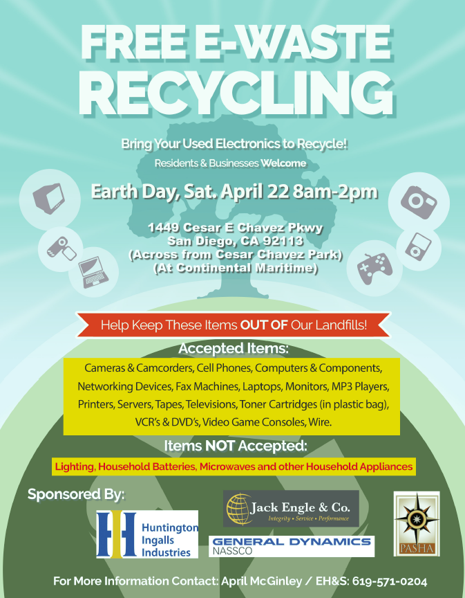 FREE EWaste Recycling Event on Earth Day General Dynamics NASSCO