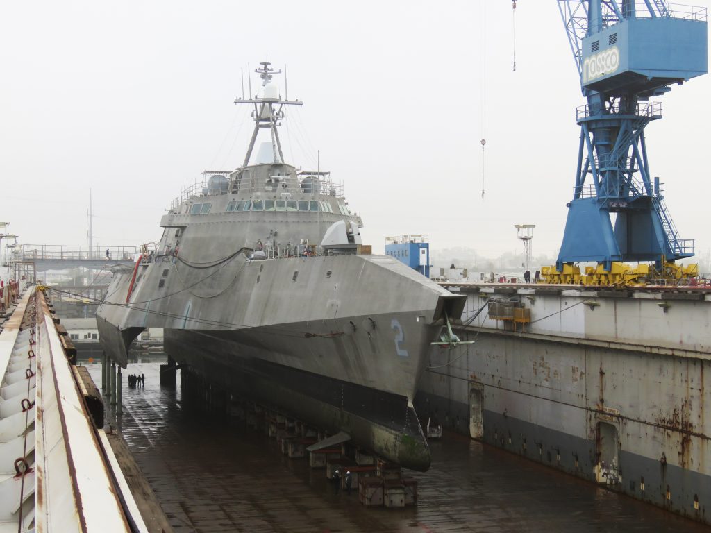 LCS 2 Independence in NASSCO Dry Dock – General Dynamics NASSCO